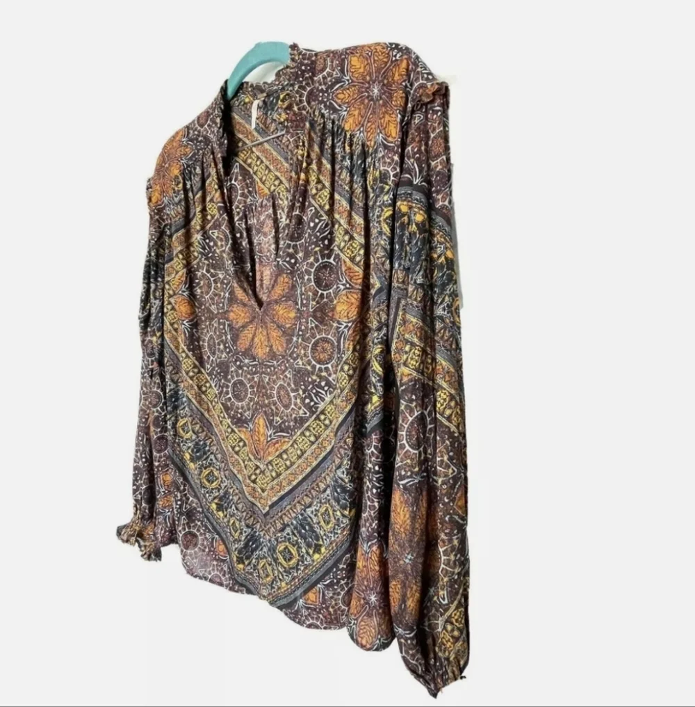 Free People Little Runaway Medallion Print Blouse